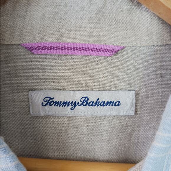 Tommy Bahama SZ XL Ventana Plaid Linen Shirt Light Sky $128 - Picture 3 of 8